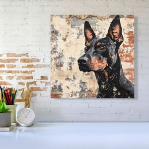 WRT Ltd Banksy Inspired Thoughtful Doberman Canvas - Medium 16" x 16" WRT Ltd Banksy Inspired Thoughtful Doberman Canvas - Medium 16" x 16"