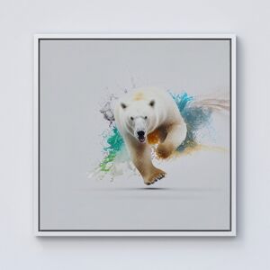 WRT Ltd Charging Polar Bear Framed Canvas - 10" x 10" - White WRT Ltd Charging Polar Bear Framed Canvas - 10" x 10" - White