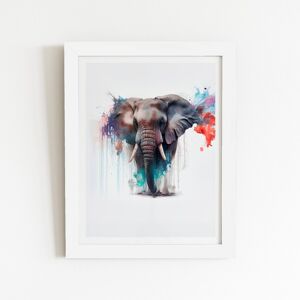 WRT Ltd Elephant Splashart Art Prints - 8" x 10" - White frame WRT Ltd Elephant Splashart Art Prints - 8" x 10" - White frame