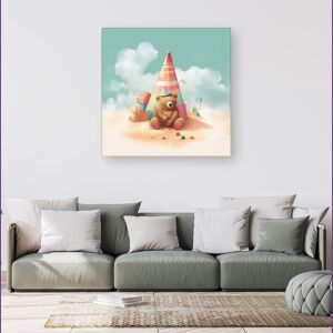 WRT Ltd A Bear On A Beach Holiday Canvas - Small 10" x 10" WRT Ltd A Bear On A Beach Holiday Canvas - Small 10" x 10"