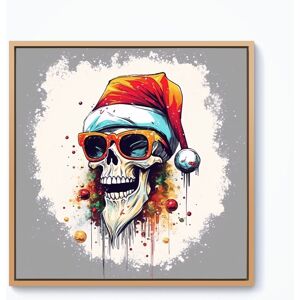 WRT Ltd Santa Skull In Glasses Splashart Framed Canvas - 10" x 10" - Pine WRT Ltd Santa Skull In Glasses Splashart Framed Canvas - 10" x 10" - Pine