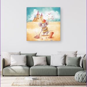 WRT Ltd Mouse On A Beach Holiday Canvas - Small 10" x 10" WRT Ltd Mouse On A Beach Holiday Canvas - Small 10" x 10"