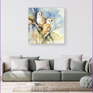 WRT Ltd Barn Owls Watercolour Canvas - Small 10" x 10" WRT Ltd Barn Owls Watercolour Canvas - Small 10" x 10"