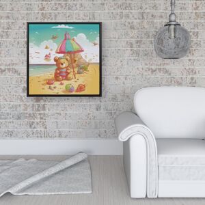 WRT Ltd Lucky Teddy Bear On A Beach Holiday Framed Canvas - 16" x 16" - Black WRT Ltd Lucky Teddy Bear On A Beach Holiday Framed Canvas - 16" x 16" - Black
