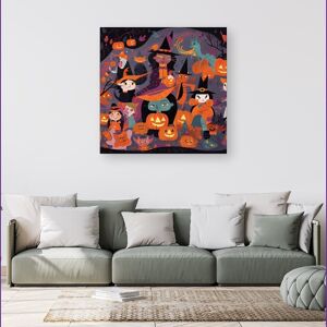 WRT Ltd A Vibrant Illustration Of Witches And Pumpkin Canvas - Small 10" x 10" WRT Ltd A Vibrant Illustration Of Witches And Pumpkin Canvas - Small 10" x 10"