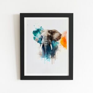 WRT Ltd Majestic Elephant Splashart Art Prints - 8" x 10" - Black frame WRT Ltd Majestic Elephant Splashart Art Prints - 8" x 10" - Black frame