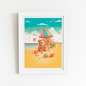 WRT Ltd Lucky Teddy Bear On A Beach Holiday Art Prints - 24" x 36" - No frame WRT Ltd Lucky Teddy Bear On A Beach Holiday Art Prints - 24" x 36" - No frame
