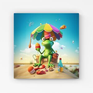 WRT Ltd Frog On A Beach Holiday Canvas - Extra Large 40" x 40" WRT Ltd Frog On A Beach Holiday Canvas - Extra Large 40" x 40"
