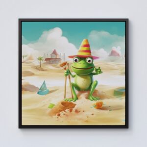 WRT Ltd Happy Frog On A Beach Holiday Framed Canvas - 10" x 10" - Black WRT Ltd Happy Frog On A Beach Holiday Framed Canvas - 10" x 10" - Black