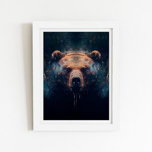 WRT Ltd Brown Bear Face Splashart Art Prints - 12" x 16" - White frame WRT Ltd Brown Bear Face Splashart Art Prints - 12" x 16" - White frame