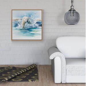 WRT Ltd Hunting Polar Bear Watercolour Framed Canvas - 30" x 30" - Pine WRT Ltd Hunting Polar Bear Watercolour Framed Canvas - 30" x 30" - Pine