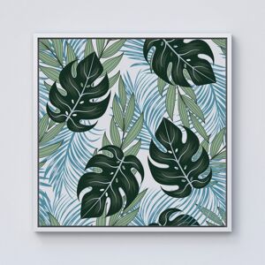 WRT Ltd Tropical Pattern And Flowers Framed Canvas - 10" x 10" - White WRT Ltd Tropical Pattern And Flowers Framed Canvas - 10" x 10" - White
