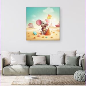 WRT Ltd A Mouse On A Beach Holiday Canvas - Small 10" x 10" WRT Ltd A Mouse On A Beach Holiday Canvas - Small 10" x 10"