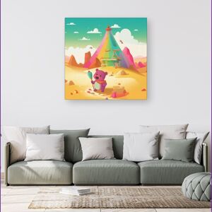 WRT Ltd Purple Bear On A Beach Holiday Canvas - Small 10" x 10" WRT Ltd Purple Bear On A Beach Holiday Canvas - Small 10" x 10"
