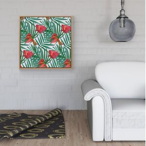 WRT Ltd Tropical Flowers And Palm Leaves Framed Canvas - 16" x 16" - Pine WRT Ltd Tropical Flowers And Palm Leaves Framed Canvas - 16" x 16" - Pine