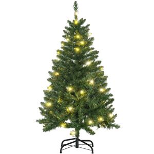 MHSTAR UK LTD HOMCOM 4 Feet Prelit Artificial Christmas Tree Warm White LED Light Holiday Home Xmas Decoration, Green 4FT w/ Decoration AOSOM UK