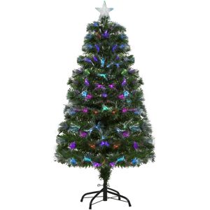 MHSTAR UK LTD HOMCOM 4FT Multicoloured Christmas Tree - Fibre Optic Lights