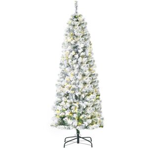 MHSTAR UK LTD HOMCOM 6 Feet Prelit Artificial Snow Flocked Christmas Tree