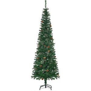 MHSTAR UK LTD HOMCOM 6.5FT Artificial Slim Christmas Tree Holiday Home Décor with Pine Cones