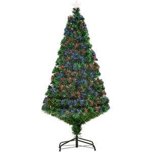 MHSTAR UK LTD HOMCOM Pre-Lit Fibre Optic Artificial Christmas Tree Holiday Xmas D三or with Tree Topper Multi-Colour (5ft 150cm) AOSOM UK