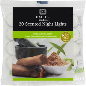 XS-Stock.com Ltd Baltus 20 Pack of Scented Tealight Night Lights Candles 8hr Burn - Sandalwood & Cedar XS-Stock.com Ltd Baltus 20 Pack of Scented Tealight Night Lights Candles 8hr Burn - Sandalwood & Cedar