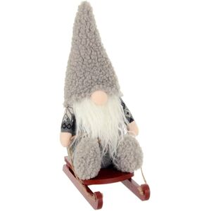 XS-Stock.com Ltd Christmas Gonk On Wooden Sledge Decoration Festive Gnome 36cm - Grey XS-Stock.com Ltd Christmas Gonk On Wooden Sledge Decoration Festive Gnome 36cm - Grey