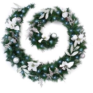 Best Artificial Ltd 6ft - 9ft or 12ft White/Silver Christmas Garland - Optional Lights - 9ft / 270cm - Yes Best Artificial Ltd 6ft - 9ft or 12ft White/Silver Christmas Garland - Optional Lights - 9ft / 270cm - Yes