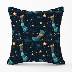 WRT Ltd Christmas Stocking In A Starry Night Sky Cushions - 45cm x 45cm WRT Ltd Christmas Stocking In A Starry Night Sky Cushions - 45cm x 45cm