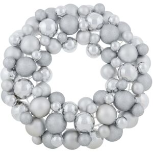 XS-Stock.com Ltd Round Christmas Bauble Wreath Hanging Decoration 45cm - Silver XS-Stock.com Ltd Round Christmas Bauble Wreath Hanging Decoration 45cm - Silver
