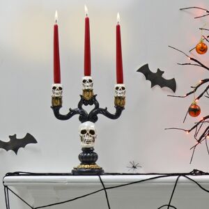 XS-Stock.com Ltd 3 Candle Skull Candelabra Black Gold Halloween Decoration 30cm XS-Stock.com Ltd 3 Candle Skull Candelabra Black Gold Halloween Decoration 30cm