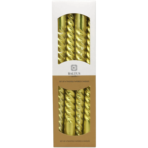 XS-Stock.com Ltd Baltus Set of 4 Twisted Tapered Candles Gold Silver Christmas - Gold XS-Stock.com Ltd Baltus Set of 4 Twisted Tapered Candles Gold Silver Christmas - Gold