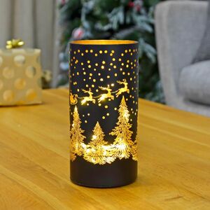 XS-Stock.com Ltd Christmas Cylinder Light Black Gold Decoration Glass 20cm - Santa & Sleigh XS-Stock.com Ltd Christmas Cylinder Light Black Gold Decoration Glass 20cm - Santa & Sleigh