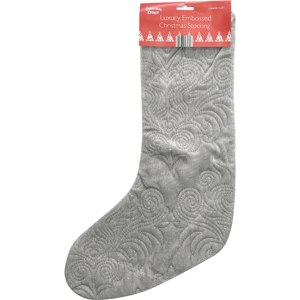 XS-Stock.com Ltd Large Christmas Stocking Soft Luxury Embossed Design Gift 60cm - Grey XS-Stock.com Ltd Large Christmas Stocking Soft Luxury Embossed Design Gift 60cm - Grey