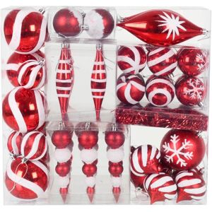 XS-Stock.com Ltd 52pc Christmas Tree Baubles Set Mixed Design Red White XS-Stock.com Ltd 52pc Christmas Tree Baubles Set Mixed Design Red White