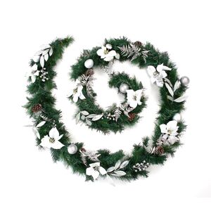 Best Artificial Ltd 6ft - 9ft or 12ft White/Silver Christmas Garland - Optional Lights - 12ft / 360cm - No Best Artificial Ltd 6ft - 9ft or 12ft White/Silver Christmas Garland - Optional Lights - 12ft / 360cm - No