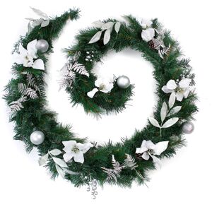 Best Artificial Ltd 6ft - 9ft or 12ft White/Silver Christmas Garland - Optional Lights - 9ft / 270cm - No Best Artificial Ltd 6ft - 9ft or 12ft White/Silver Christmas Garland - Optional Lights - 9ft / 270cm - No