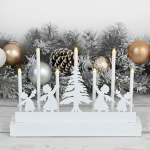XS-Stock.com Ltd 7 Light Christmas Candle Decoration White Silhouette Scene 32cm - Angel XS-Stock.com Ltd 7 Light Christmas Candle Decoration White Silhouette Scene 32cm - Angel