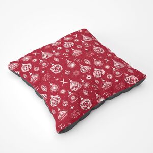 WRT Ltd Red Christmas Decorations Pattern Floor Cushion WRT Ltd Red Christmas Decorations Pattern Floor Cushion