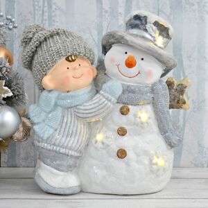 XS-Stock.com Ltd Light Up Christmas Decoration Snowman Child Ceramic Figure 37cm - Girl XS-Stock.com Ltd Light Up Christmas Decoration Snowman Child Ceramic Figure 37cm - Girl