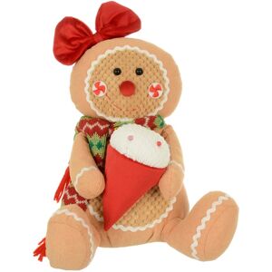 XS-Stock.com Ltd Fabric Gingerbread Figure Sitting Christmas Decoration 33cm - Lady XS-Stock.com Ltd Fabric Gingerbread Figure Sitting Christmas Decoration 33cm - Lady