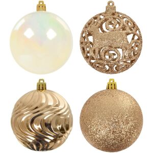 XS-Stock.com Ltd Pack of 16 Christmas Tree Baubles Mixed Design Decorations 8cm - Champagne XS-Stock.com Ltd Pack of 16 Christmas Tree Baubles Mixed Design Decorations 8cm - Champagne