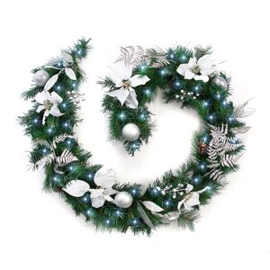 Best Artificial Ltd 6ft - 9ft or 12ft White/Silver Christmas Garland - Optional Lights - 6ft / 180cm - Yes Best Artificial Ltd 6ft - 9ft or 12ft White/Silver Christmas Garland - Optional Lights - 6ft / 180cm - Yes