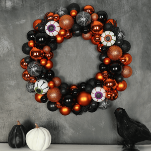 XS-Stock.com Ltd Halloween Wreath Orange Black Baubles Eyeballs Spider 40cm XS-Stock.com Ltd Halloween Wreath Orange Black Baubles Eyeballs Spider 40cm