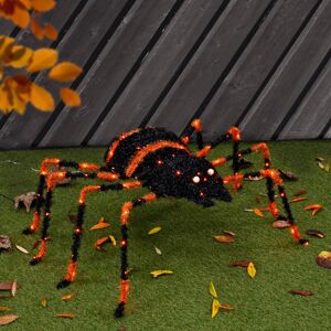XS-Stock.com Ltd Large Light Up Spider Decoration Black Tinsel Orange LED 90cm XS-Stock.com Ltd Large Light Up Spider Decoration Black Tinsel Orange LED 90cm