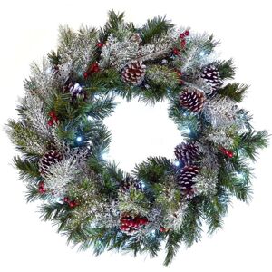 XS-Stock.com Ltd LED Snow Frosted Christmas Wreath With Berries & Pine Cones XS-Stock.com Ltd LED Snow Frosted Christmas Wreath With Berries & Pine Cones