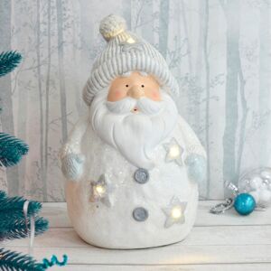 XS-Stock.com Ltd Light Up Christmas Decoration Ceramic White Blue Glitter Figure 37cm - Santa XS-Stock.com Ltd Light Up Christmas Decoration Ceramic White Blue Glitter Figure 37cm - Santa