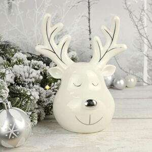 XS-Stock.com Ltd Reindeer Head Christmas Ornament White Ceramic Silver 20cm XS-Stock.com Ltd Reindeer Head Christmas Ornament White Ceramic Silver 20cm