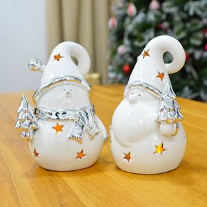 XS-Stock.com Ltd Set of 2 Santa Snowman Tea Light Candle Holders White Silver 18cm XS-Stock.com Ltd Set of 2 Santa Snowman Tea Light Candle Holders White Silver 18cm