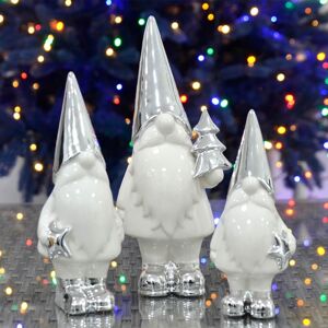 XS-Stock.com Ltd Set of 3 Santa Ornaments Ceramic White Silver Decorations 24cm XS-Stock.com Ltd Set of 3 Santa Ornaments Ceramic White Silver Decorations 24cm