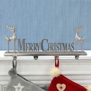 XS-Stock.com Ltd Silver Merry Christmas Stocking Hanger 4 Hooks Reindeer Decoration XS-Stock.com Ltd Silver Merry Christmas Stocking Hanger 4 Hooks Reindeer Decoration